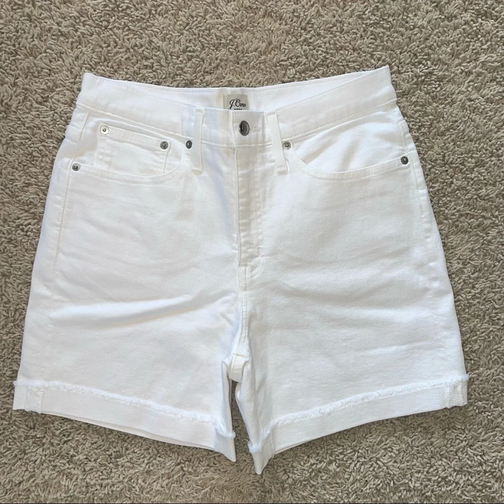 J Crew Long Denim Short in White Jean Size 29